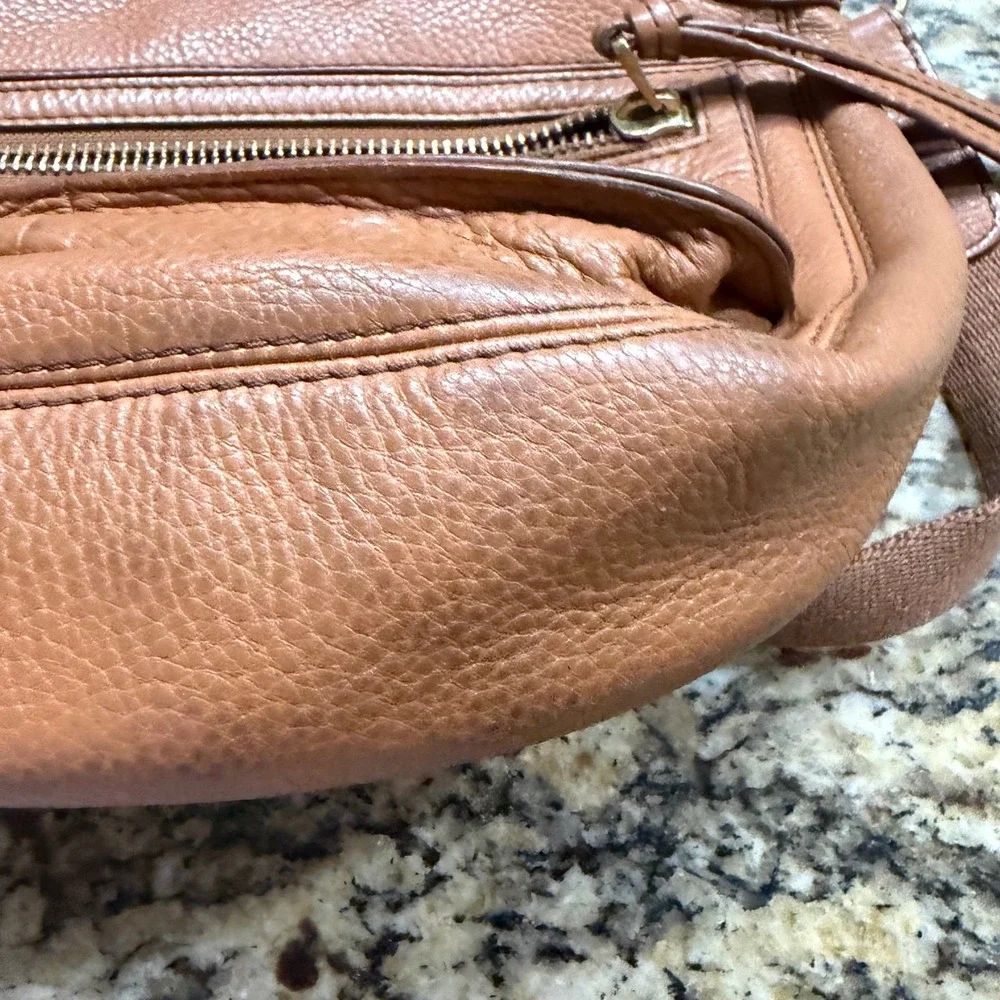 Fossil Karli Hobo Brown Leather Crossbody Bag Convertible Satchel Handbag